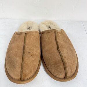 UGG Australia Mens Sheepskin Suede Scuff Slippers Brown Chestnut Size 10